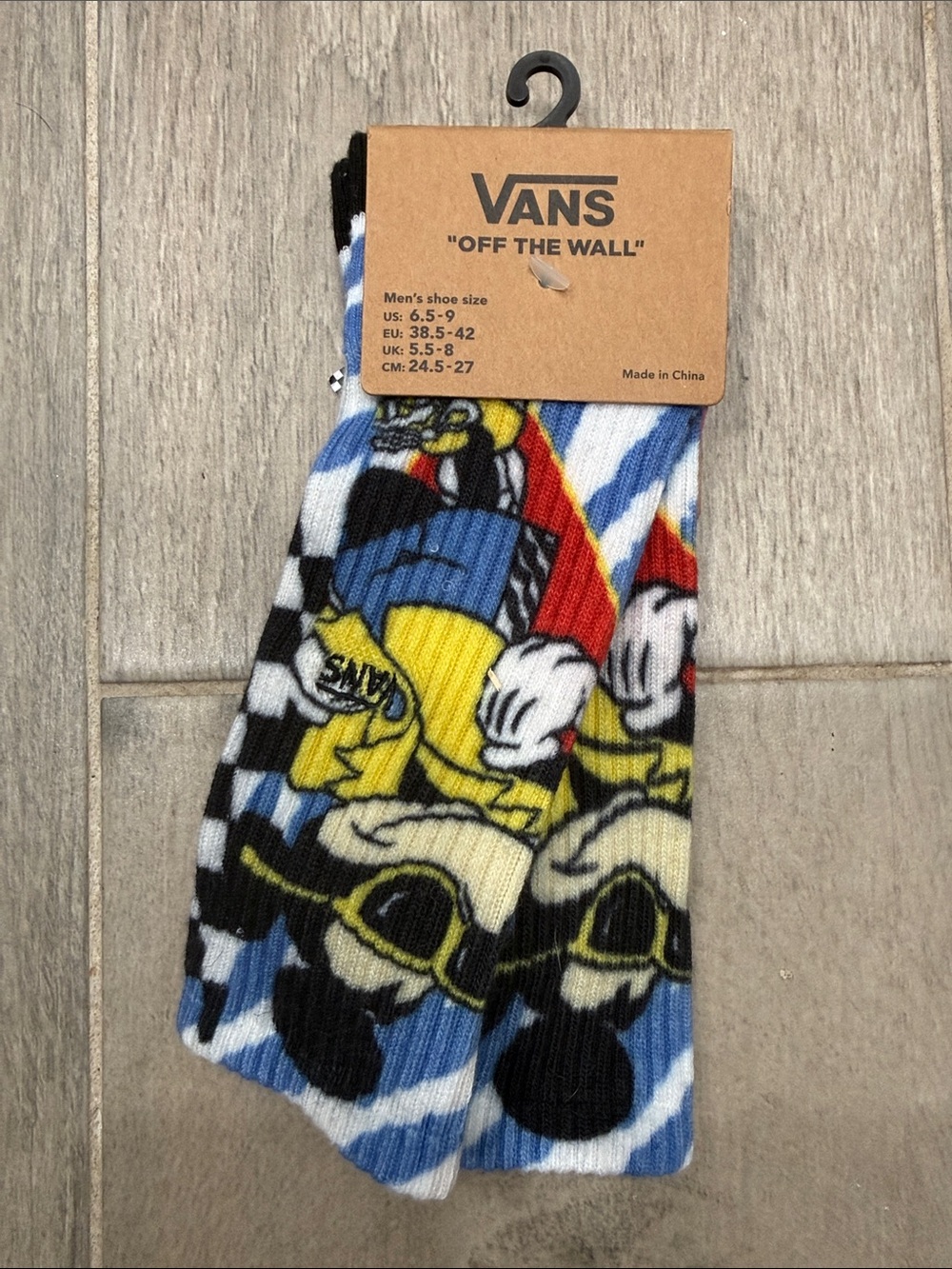 Disney Vans Multicolor Graphic Crew Socks - Blue/Black/Yellow/Red